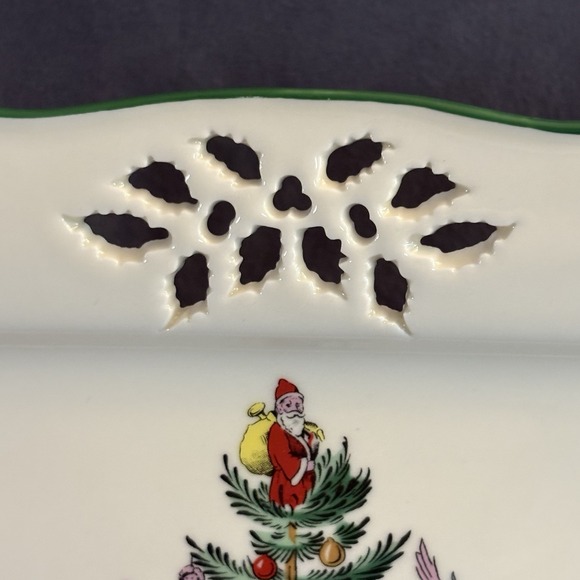 Spode Pierced Square Tray Christmas Tree Pattern 8" Plate w/ Box - Picture 5 of 11